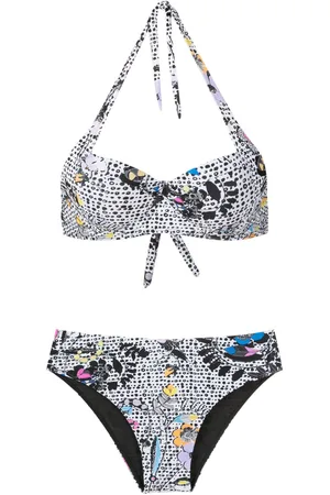 AMIR SLAMA Floral-print halterneck bikini