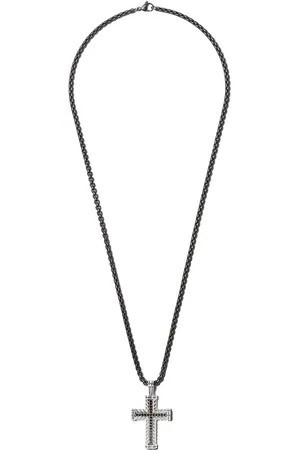David Yurman Sterling Chevron Cross diamond pendant (41.7mm)