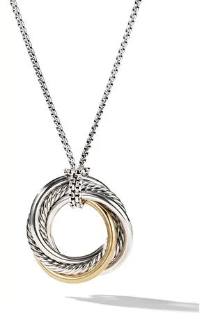 David Yurman 14kt yellow gold and sterling Crossover pendant necklace (37mm)