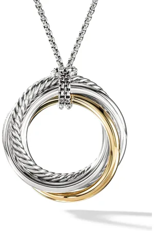 David Yurman 14kt yellow gold and sterling Crossover pendant necklace (37mm)