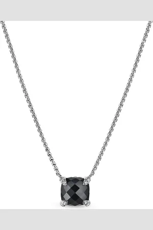David Yurman Sterling silver Petite Chatelaine onyx and diamond necklace