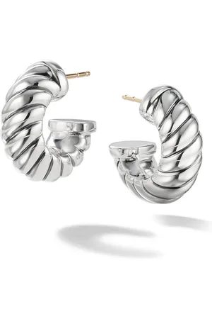 David Yurman Sterling Sculpted Cable Shrimp earrings (20.5mm)