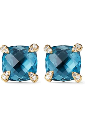 David Yurman 18kt yellow Chatelaine topaz and diamond stud earrings (8mm)