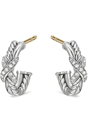 David Yurman Sterling Petite X diamond hoop earrings (12.6mm)