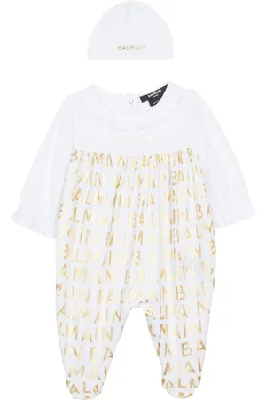 Balmain Jacquard logo-motif cotton babygrow set