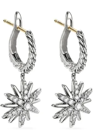 David Yurman Sterling Starburst diamond drop earrings (25mm)