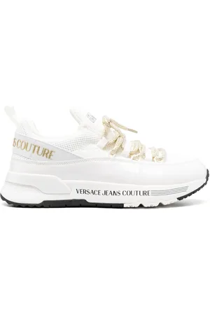 VERSACE Dynamic logo-print leather sneakers