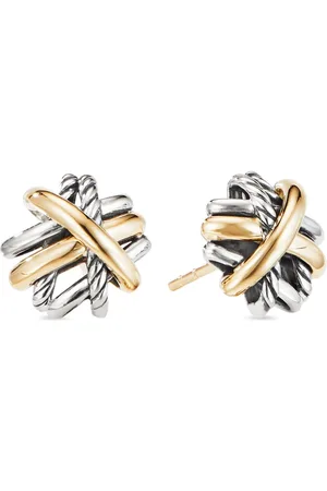 David Yurman 18kt yellow gold and sterling Crossover stud earrings (11mm)