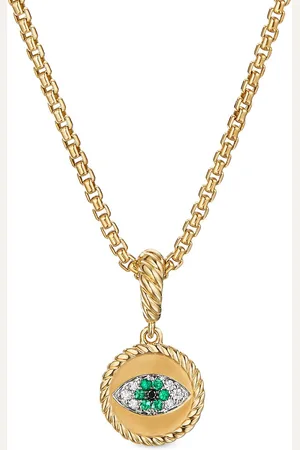 David Yurman 18kt yellow Evil Eye emerald and diamond amulet pendant (18.8mm)
