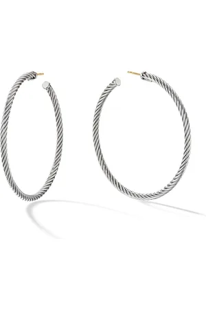 David Yurman Sterling Cable hoop earrings (2in)