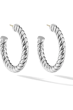 David Yurman Sterling Sculpted Cable hoop earrings (40mm)