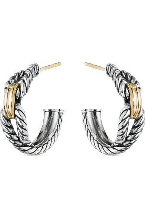 David Yurman 18kt yellow gold and sterling Cable Loop hoop earrings (22mm)