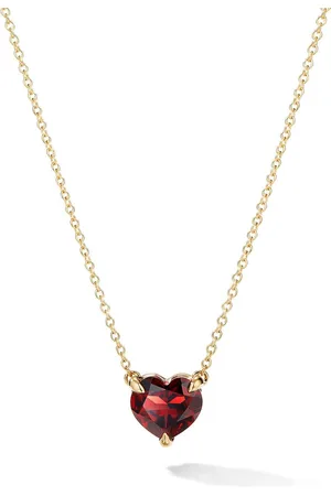 David Yurman 18kt yellow Chatelaine Heart garnet necklace (8mm)