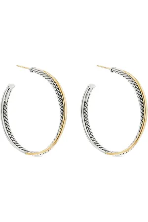 David Yurman 18kt yellow gold and sterling Crossover hoop earrings (44mm)