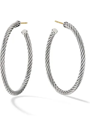 David Yurman Sterling Cable hoop earrings (1.5in)