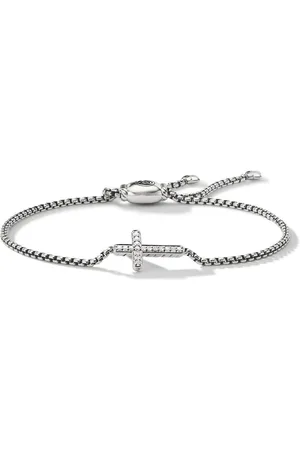 David Yurman Sterling Petite Pav?? Cross Chain bracelet (1.7mm)