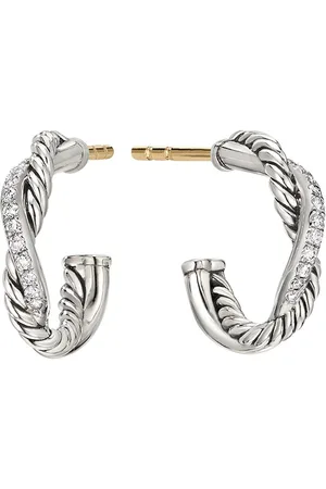 David Yurman Sterling Petite Infinity diamond huggie hoop earrings (3mm)