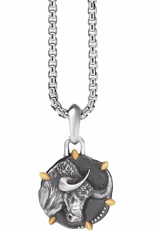 David Yurman 18kt yellow gold and sterling Taurus amulet (33mm)