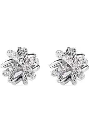 David Yurman Sterling Crossover diamond stud earrings (11mm)