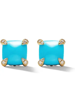 David Yurman 18kt yellow Chatelaine turquoise and diamond stud earrings (8mm)