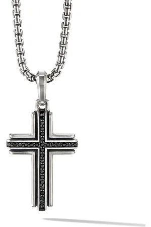 David Yurman Sterling Deco Cross diamond pendant (34mm)