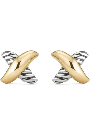 David Yurman 18kt yellow and sterling silver Petite X stud earrings (7.5mm)