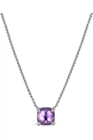 David Yurman Sterling silver Petite Chatelaine amethyst and diamond necklace