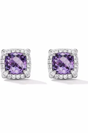 David Yurman Sterling Petite Chatelaine amethyst and diamond stud earrings (5mm)