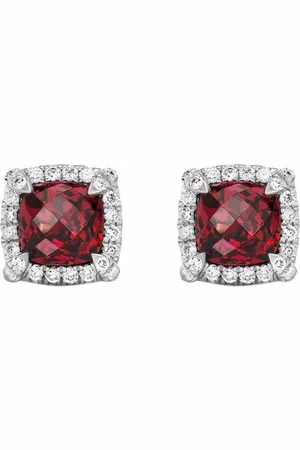 David Yurman Sterling Petite Chatelaine rhodolite garnet and diamond stud earrings (5mm)