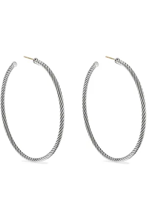 David Yurman Sterling Sculpted Cable hoop earrings (2.5in)
