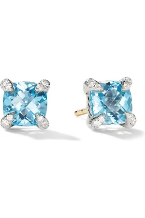 David Yurman Sterling silver Petite Chatelaine topaz and diamond stud earrings (6mm)