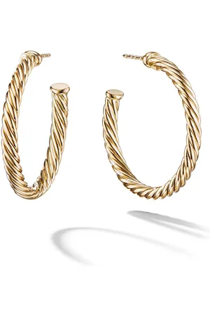 David Yurman 18kt yellow Cablespira hoop earrings (1in)