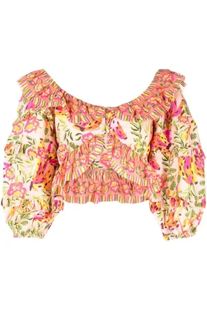 Farm Rio Floral-print ruffled blouse