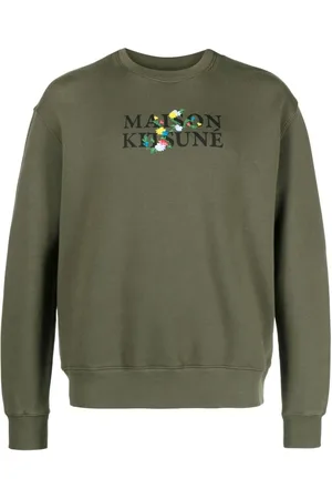 Maison Kitsuné Floral-embroidered cotton sweatshirt