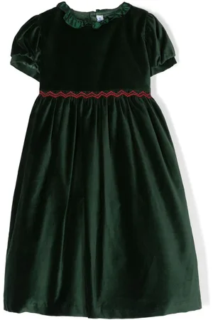 SIOLA Velvet-effect embroidered-detail dress