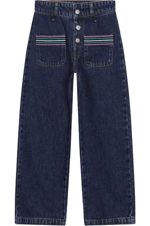 Sonia Rykiel Enfant Stripe-embroidered wide-leg jeans