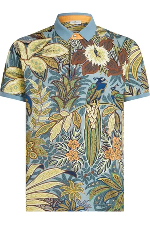 Etro Peacock-print cotton polo shirt