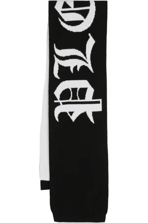 Philipp Plein Gothic Plein intarsia knit-logo scarf