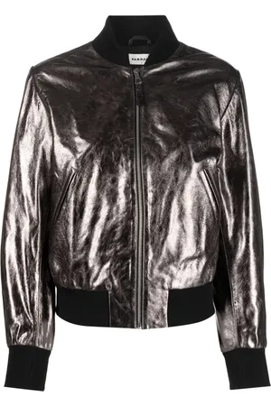 Women's Chapin Reversible Leather Bomber - Black Silver - Size Xs