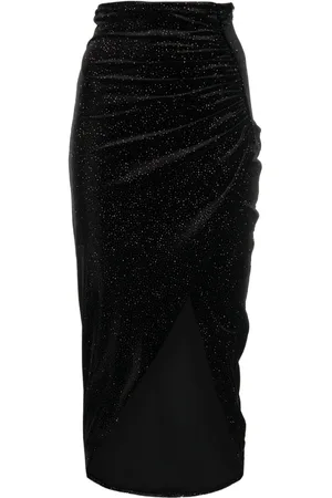 Patrizia Pepe Gathered glitter asymmetric skirt
