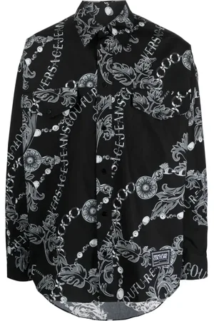 VERSACE Chain Couture-print cotton shirt