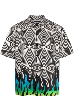 NEIGHBORHOOD X DSC flame-print cotton shirt