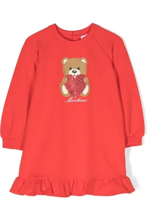 Moschino Teddy bear-print ruffle-trim dress