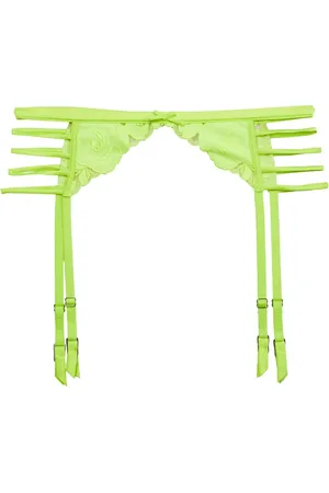 FLEUR DU MAL Rose-embroidered garter belt