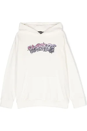 VERSACE Logo-embroidered cotton hoodie