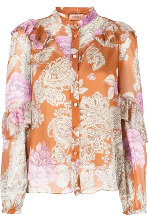 Twin-Set Floral-print ruffled blouse