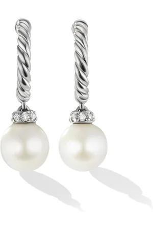 David Yurman Sterling pearl-drop hoop earrings (18.4mm)