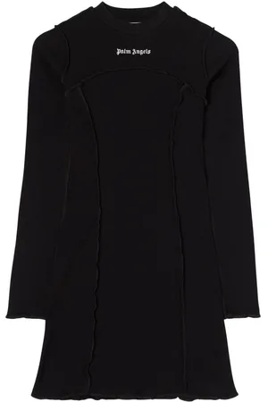 Palm Angels Logo-embroidered ribbed minidress