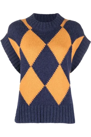La DoubleJ Argyle intarsia-knit vest