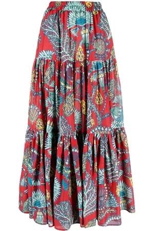 La DoubleJ Big floral-print tiered skirt